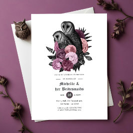 Mauve Blommigt Uggla Gothic Bridesmaids Luncheon Inbjudningar