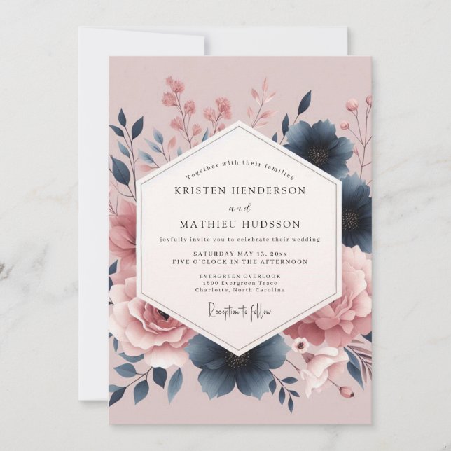 Mauve Bloom Botanical Romance Wedding Inbjudningar (Framsida)