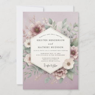 Mauve Blossom Romantiskt Bröllop Inbjudningar
