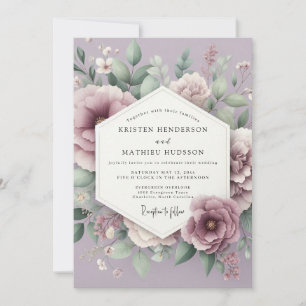 Mauve Blossom Romantiskt Bröllop Inbjudningar