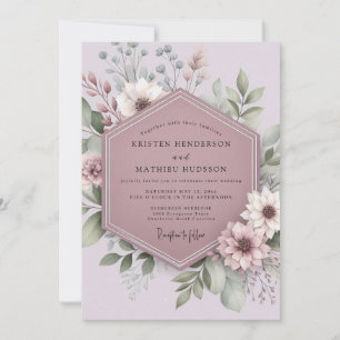 Mauve Blossom Whimsy Bröllop Inbjudningar