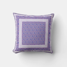 Mauve, Blue and White Ogee Mönster och Polka dots Kudde