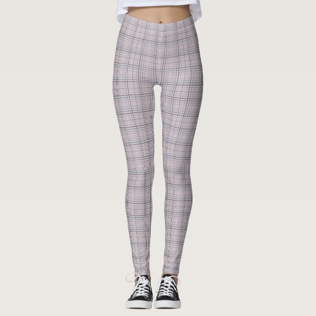 Mauve Blue Grid Checks I Leggings (Framsida)