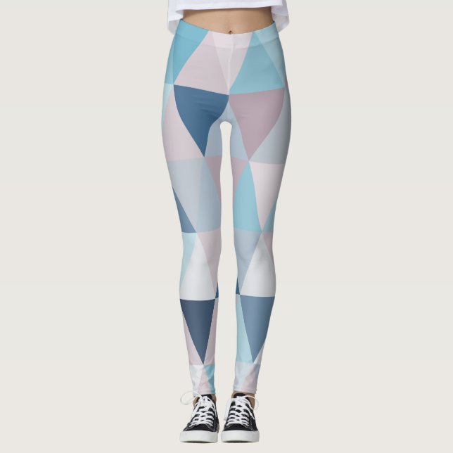Mauve Blue Triangles A Leggings (Framsida)
