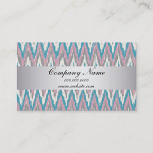 Mauve Blue TribaI Ikat ZigZag Pocket 2019 Calendar Visitkort