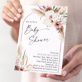 Mauve Boho Blommigt Baby Shower Inbjudningar