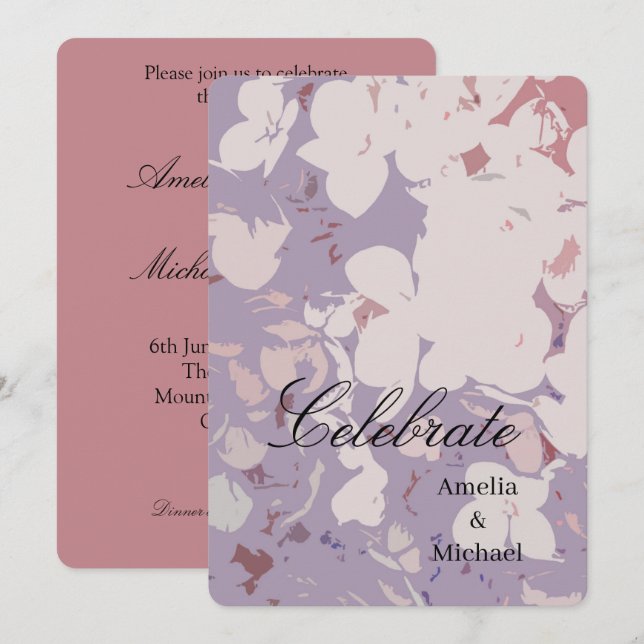 Mauve botanisk bröllop inbjudningar (Fram/baksida)