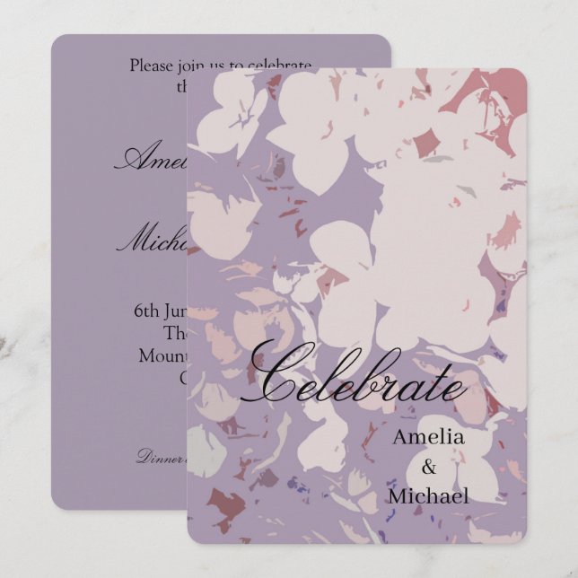 Mauve botanisk bröllop inbjudningar (Fram/baksida)