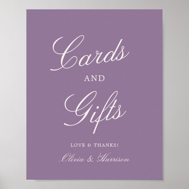 Mauve Calligraphy Wedding Cards & Gifts Sign Poster (Framsidan)