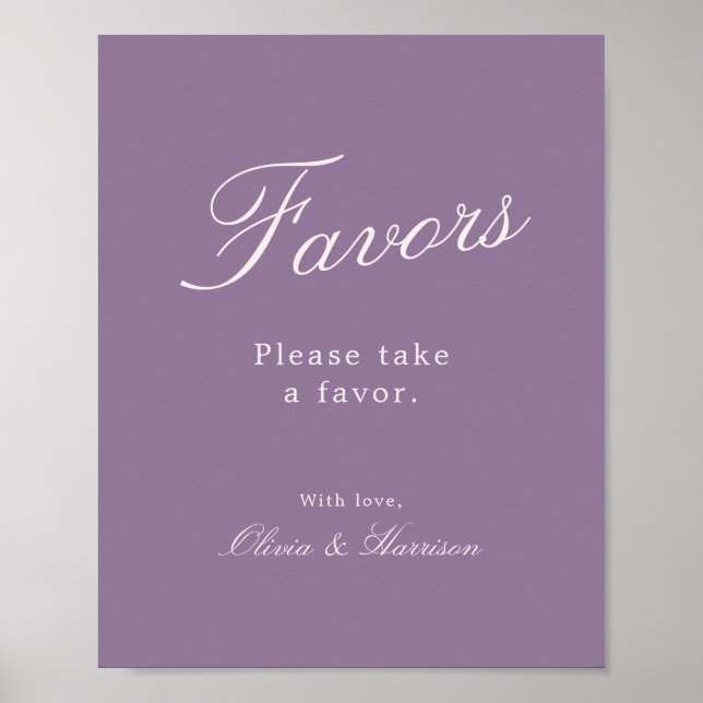 Mauve Calligraphy Wedding Favor Sign Poster (Framsidan)