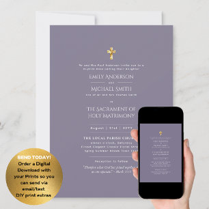 Mauve Catholic Nuptial Mass Bröllop Inbjudningar