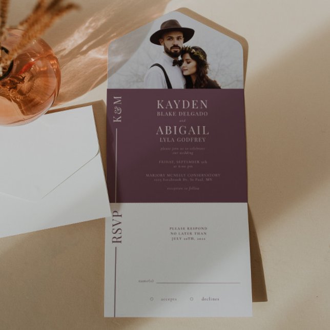 Mauve Clean Line Wedding-inbjudan (Skapare uppladdad)