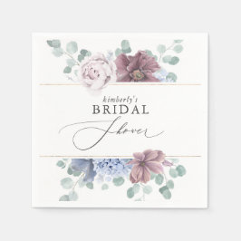 Mauve dammig blå blomstergos Bröllopsdusch Pappersservett