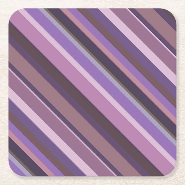 Mauve diagonal rand underlägg papper kvadrat (Framsidan)