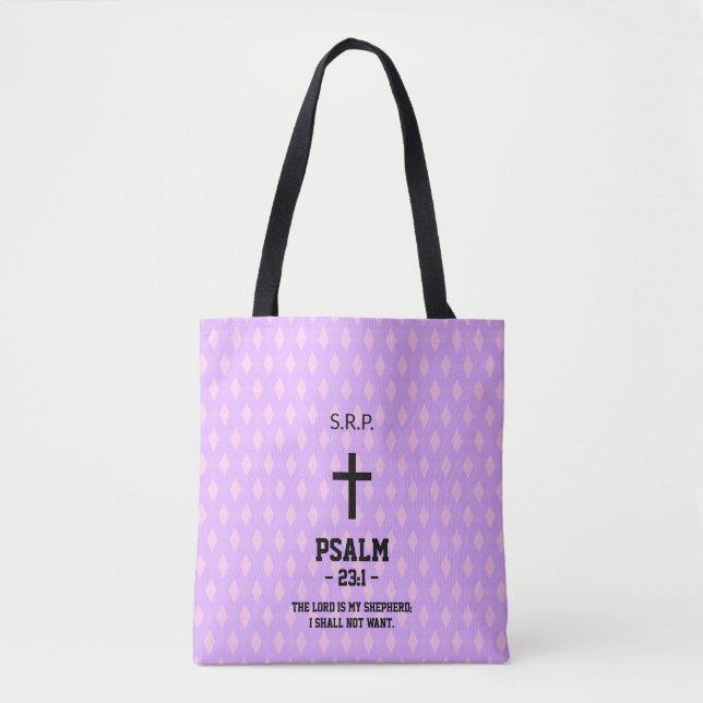 Mauve Diamonds Pattern Bible Verse Christian Tygkasse (Framsida)