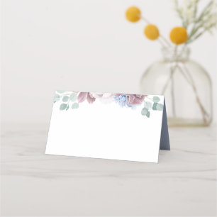Mauve Dusty Blue Blommigt Elegant Romantic Bröllop Placeringskort