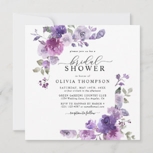 Mauve Dusty Lilac Lila Blommigt Möhippa Inbjudningar