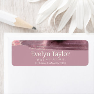 Mauve Dusty Ro Modern Simple Returadress Etikett