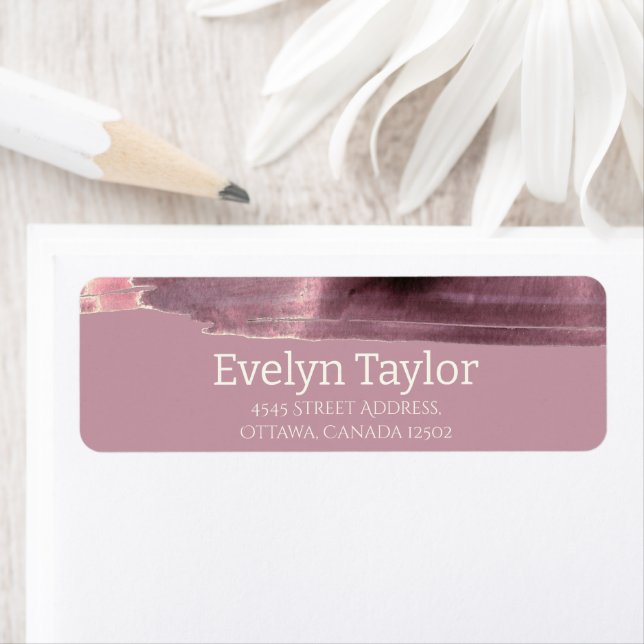 Mauve Dusty Ro Modern Simple Returadress Etikett (Insitu)