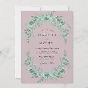 Mauve Elegant Blommig Bröllop Inbjudningar