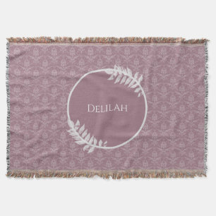 Mauve Elegant Damask Personlig Throw Blanket Filt