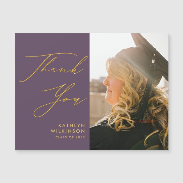 Mauve Elegant Guld Script Studenten Tack (Framsida)