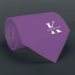 Mauve | Elegant Monogram Namn | Tvåsidig Slips<br><div class="desc">En elegant med dubbelsidig nektie med ett fet vitt monogram över Mauve lila bakgrund. Ovanpå detta monogram sitter ditt förnamn eller efternamn som är skrivet i alla huvudstäder. Om du vill ha ett djärvare utseende för namn inuti det stora brev kan du göra följande: Använda anpassningsfunktionen och redigera och klicka...</div>