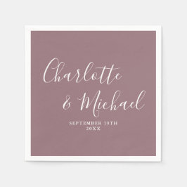 Mauve Elegant Namnteckning Script Bröllop Pappersservett