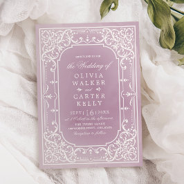 Mauve elegant ornate romantic vintage bröllop inbjudningar