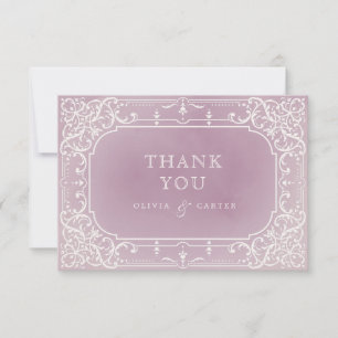 Mauve elegant romantic vintage bröllop tack kort