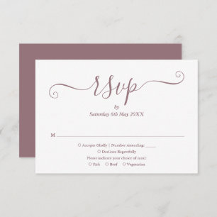 Mauve Elegant Script Bröllop OSA Kort