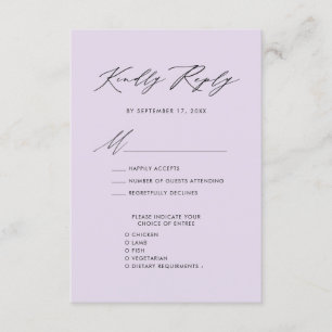 Mauve Elegant Script Minimalist Bröllop OSA Tilläggskort