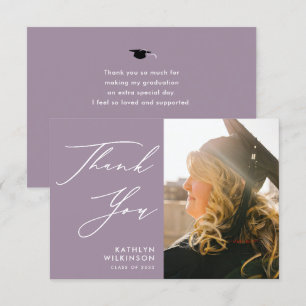 Mauve Elegant Script Minimalist Photo Studenten Tack Kort
