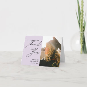 Mauve Elegant Script Minimalist Photo Studenten Tack Kort