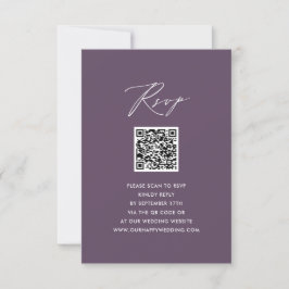 Mauve Elegant Script Minimalist QR-Bröllop OSA Kort