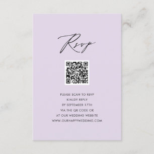 Mauve Elegant Script Minimalist QR-Bröllop OSA Tilläggskort