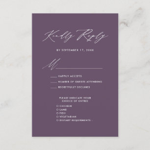 Mauve Elegant Script Minimalistisk Bröllopsanmälan Tilläggskort