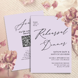 Mauve Elegant Script Rehearsal Dinner Minimal QR Inbjudningar