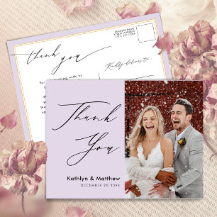 Mauve Elegant Script Simple Bröllop Tack Vykort