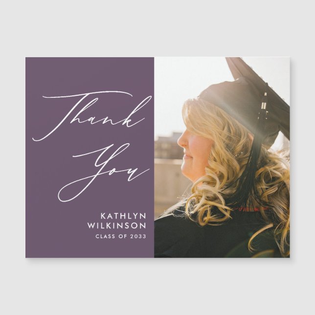 Mauve Elegant Script Simple Studenten Tack (Framsida)