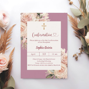 Mauve elfenbensdammig ros blommor bekräftelse inbjudningar