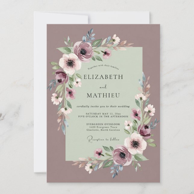 Mauve Ethereal Romantic Wedding Inbjudningar (Framsida)