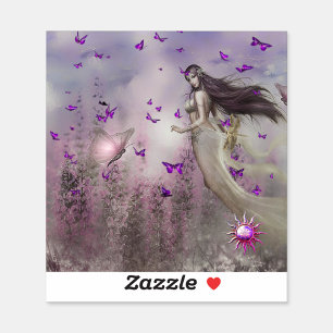 Mauve Fairy and Butterflies Klistermärken