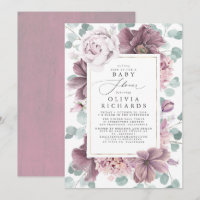 Mauve Flowers och Greenery Elegant Baby Shower