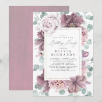 Mauve Flowers och Greenery Elegant Modern Birthday