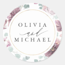 Mauve Flowers och Guld Ram Elegant bröllop