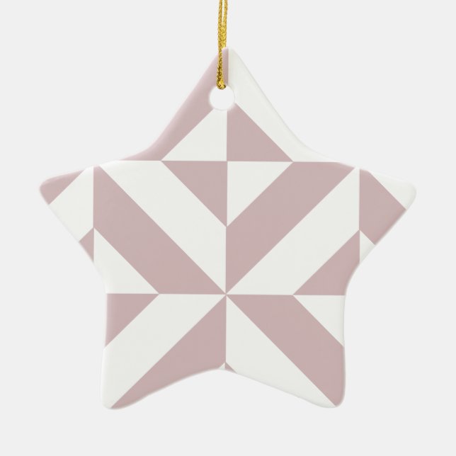Mauve Geometric Deco Cube Mönster Julgransprydnad Keramik (Framsidan)