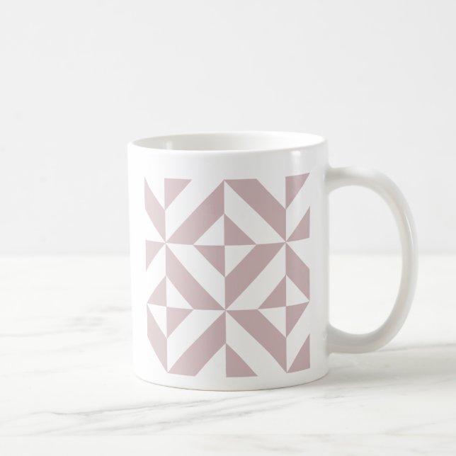 Mauve Geometric Deco Cube Mönster Kaffemugg (Höger)
