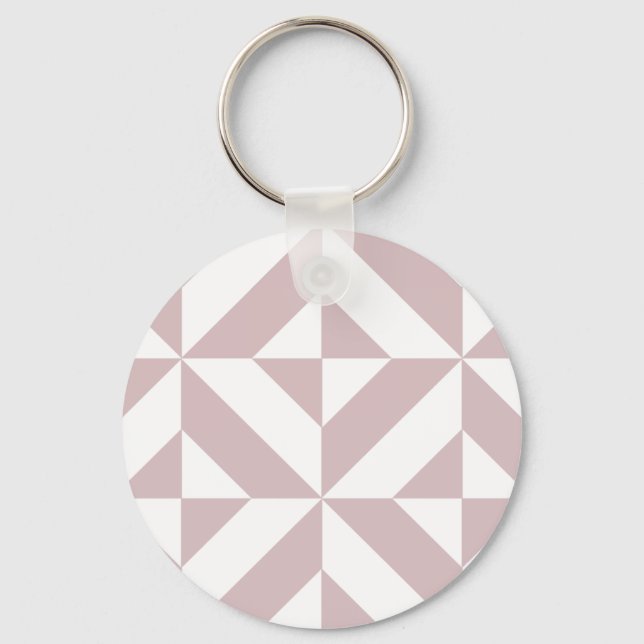 Mauve Geometric Deco Cube Mönster Nyckelring (Framsida)