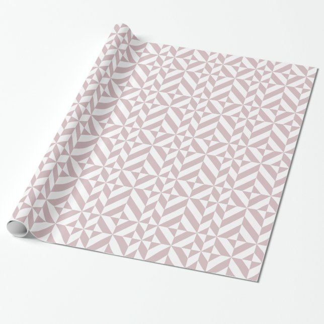 Mauve Geometric Deco Cube Mönster Presentpapper (Utrullad)